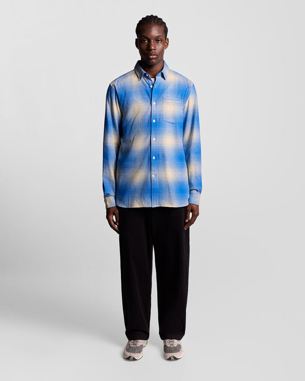 lyle & scott Ombre Check Flannel Shirt Putty/ Strobe Blue