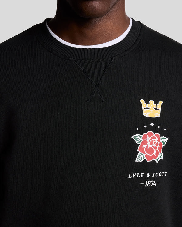 Lyle & Scott Pub Graphic Crew Neck Sweatshirt Jet Black
