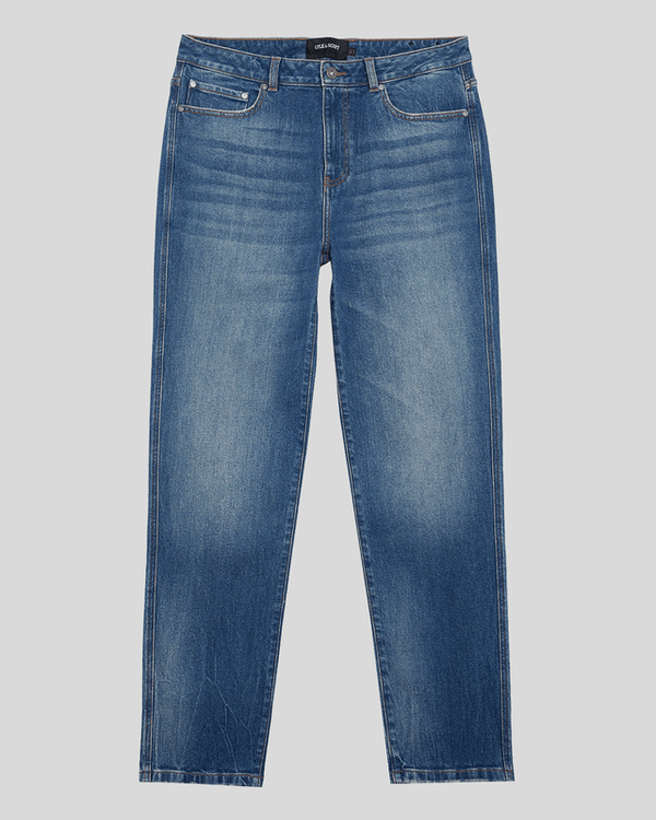 Lyle & Scott Regular Fit Tapered Denim Jeans Stone Wash Blue