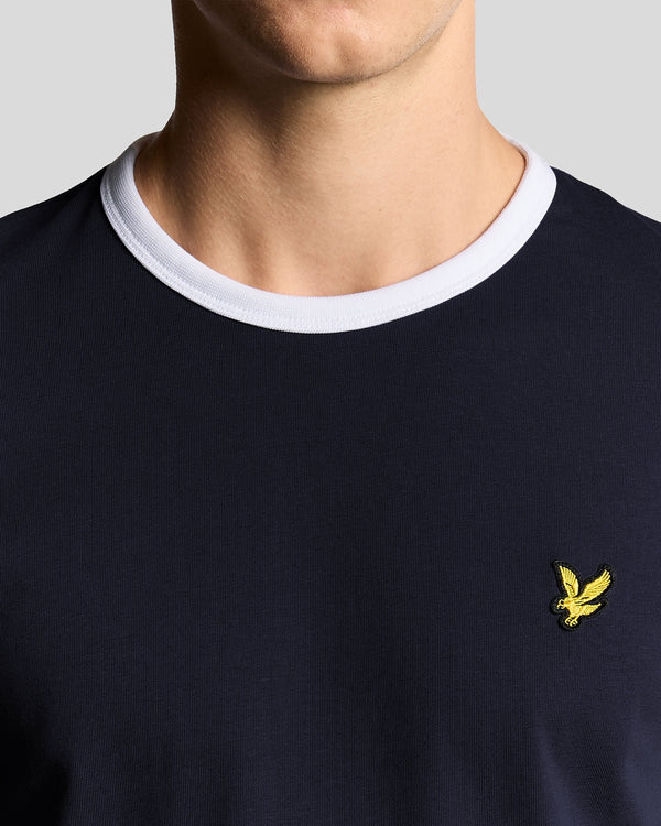 Lyle & Scott Ringer Cotton Crew Neck T-Shirt Dark Navy/ White