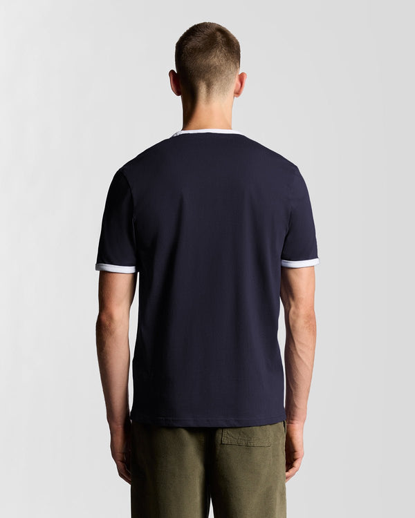 Lyle & Scott Ringer Cotton Crew Neck T-Shirt Dark Navy/ White