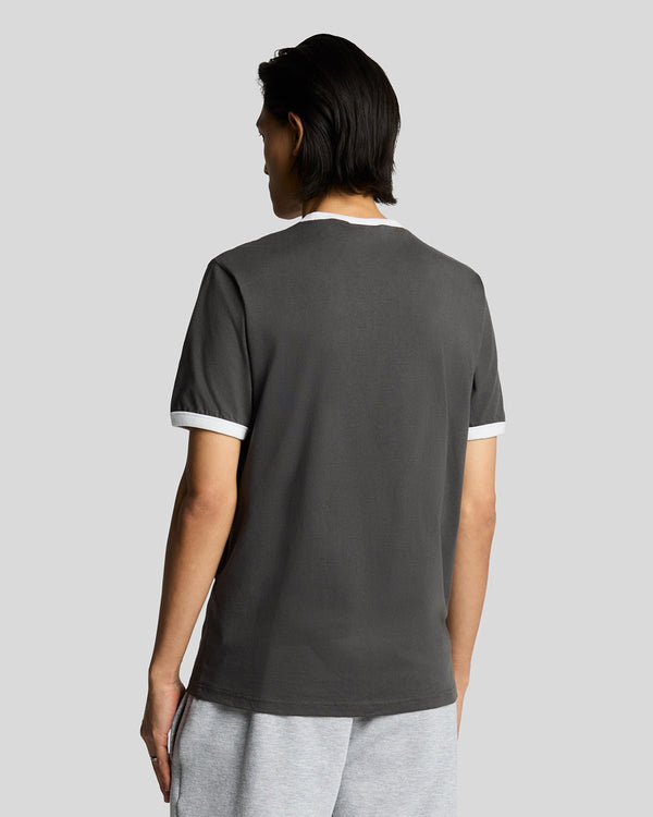 Lyle & Scott Ringer Cotton Crew Neck T-Shirt Gunmetal/ White