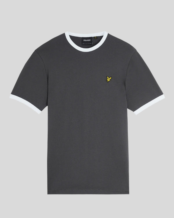 Lyle & Scott Ringer Cotton Crew Neck T-Shirt Gunmetal/ White