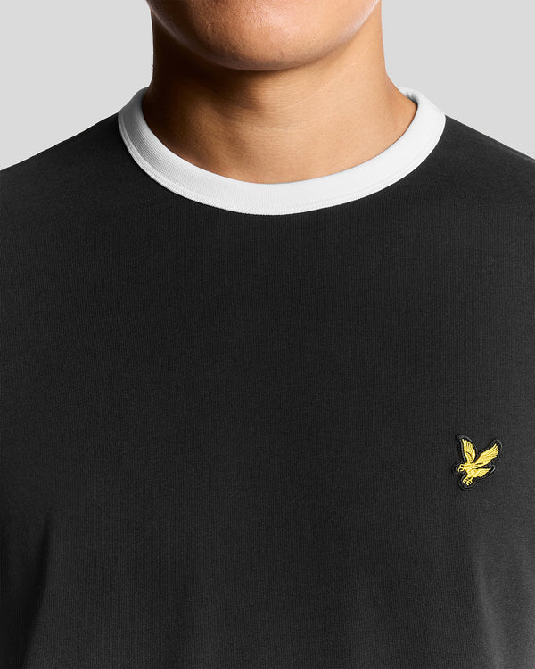 Lyle & Scott Ringer Cotton Crew Neck T-Shirt Jet Black/ White