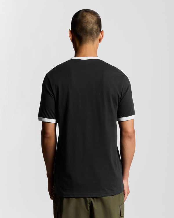 Lyle & Scott Ringer Cotton Crew Neck T-Shirt Jet Black/ White