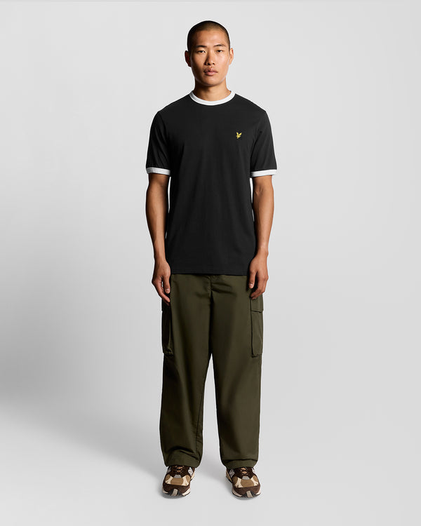 lyle & scott Ringer Cotton Crew Neck T-Shirt Jet Black/ White