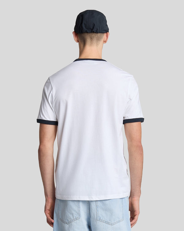 Lyle & Scott Ringer Cotton Crew Neck T-Shirt White/ Dark Navy