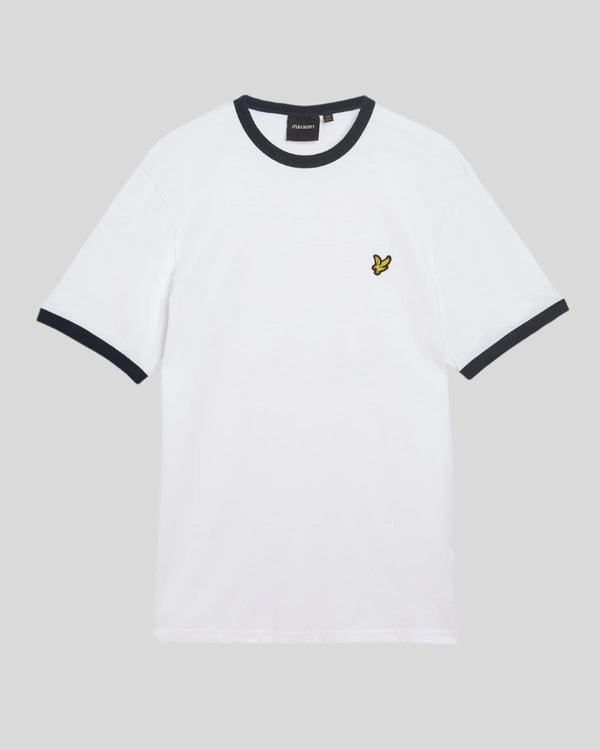 Lyle & Scott Ringer Cotton Crew Neck T-Shirt White/ Dark Navy