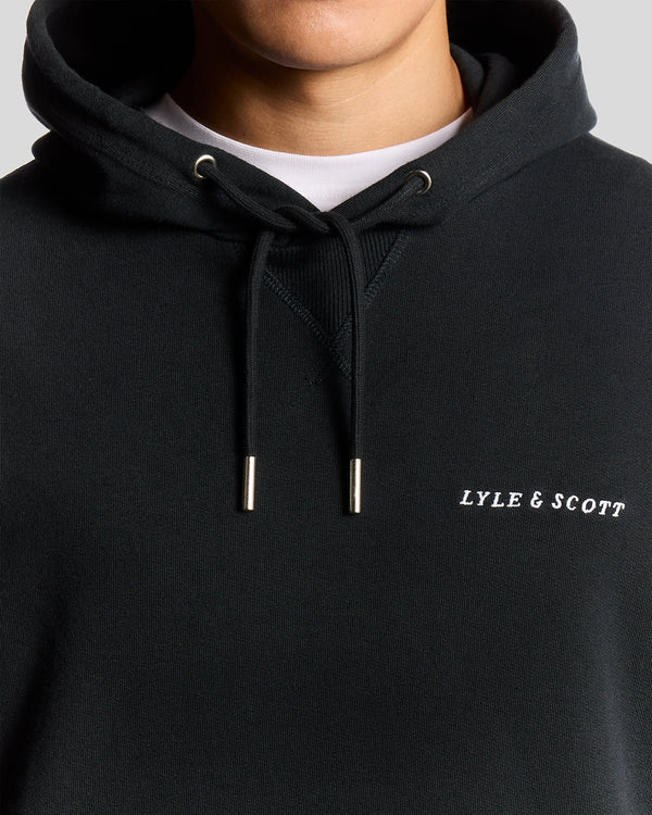 Lyle & Scott Script Brushback Fleece Hoodie Dark Navy