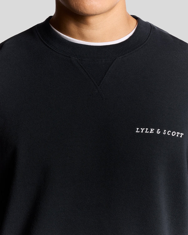 Lyle & Scott Script Brushback Fleece Sweatshirt Dark Navy