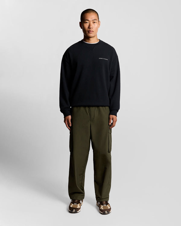 lyle & scott Script Brushback Fleece Sweatshirt Dark Navy