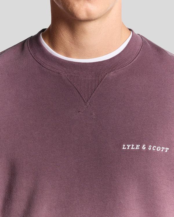 Lyle & Scott Script Brushback Fleece Sweatshirt Dusky Maroon