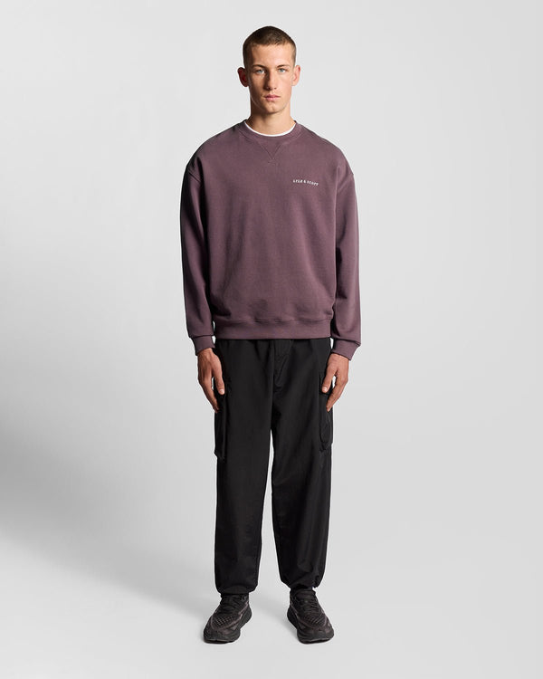 lyle & scott Script Brushback Fleece Sweatshirt Dusky Maroon