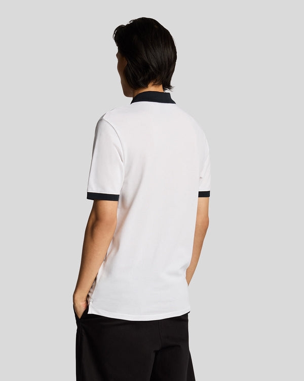 Lyle & Scott Superfine Cotton Contrast Polo Shirt White/ Dark Navy