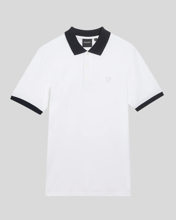 Lyle & Scott Superfine Cotton Contrast Polo Shirt White/ Dark Navy