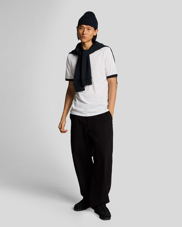 lyle & scott Superfine Cotton Contrast Polo Shirt White/ Dark Navy