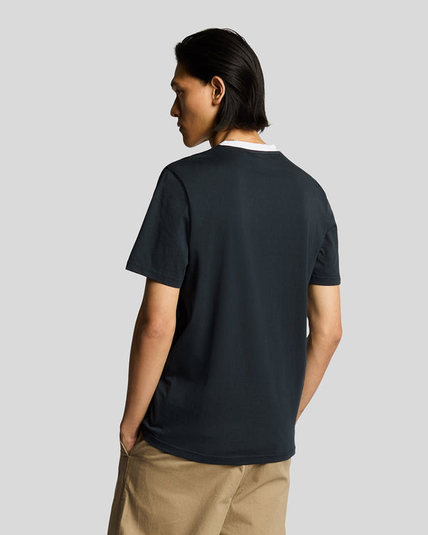 Lyle & Scott Superfine Cotton Contrast T-Shirt Dark Navy/ White