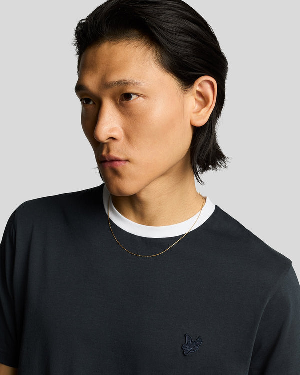 Lyle & Scott Superfine Cotton Contrast T-Shirt Dark Navy/ White