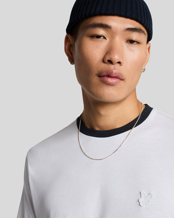 Lyle & Scott Superfine Cotton Contrast T-Shirt White/ Dark Navy