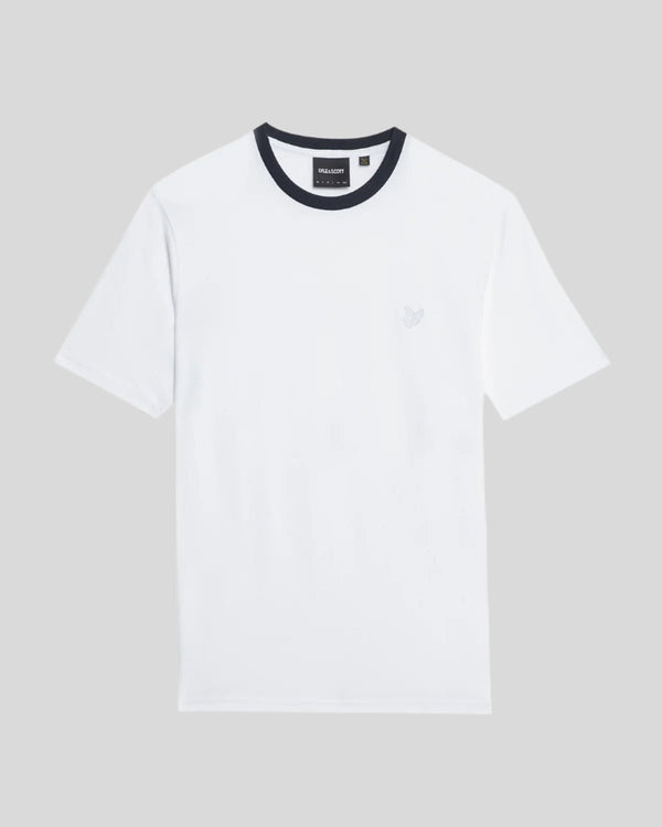 Lyle & Scott Superfine Cotton Contrast T-Shirt White/ Dark Navy