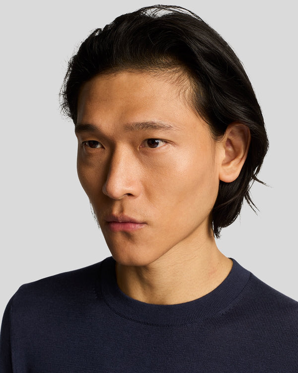 Lyle & Scott Superfine Cotton Crew Neck Jumper Dark Navy