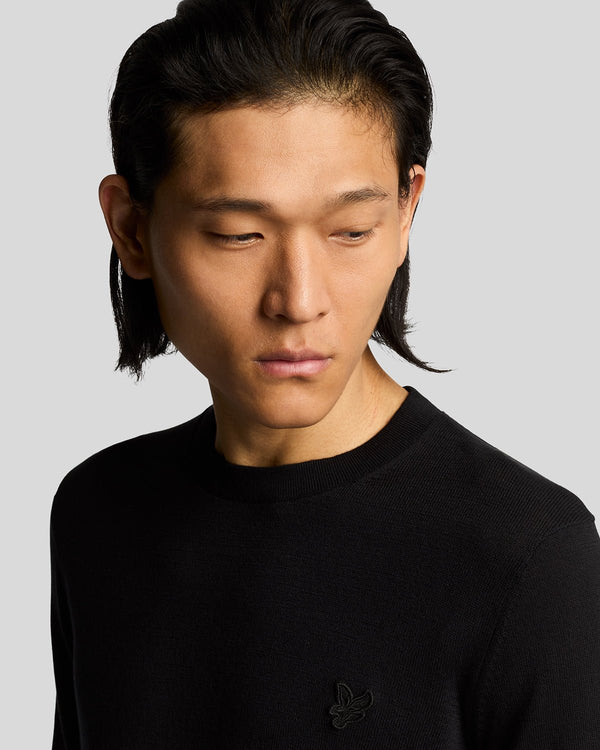 Lyle & Scott Superfine Cotton Crew Neck Jumper Jet Black