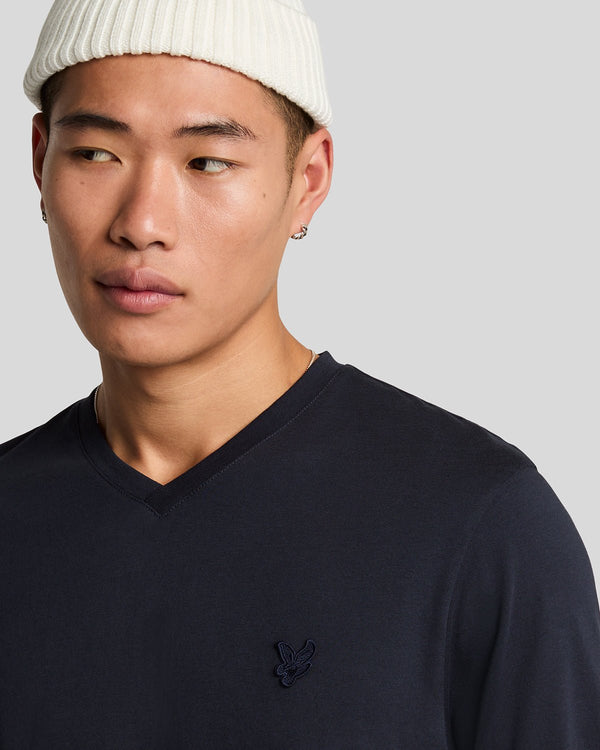 Lyle & Scott Superfine Cotton V Neck T-Shirt Dark Navy
