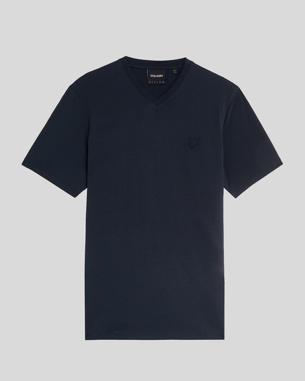 Lyle & Scott Superfine Cotton V Neck T-Shirt Dark Navy