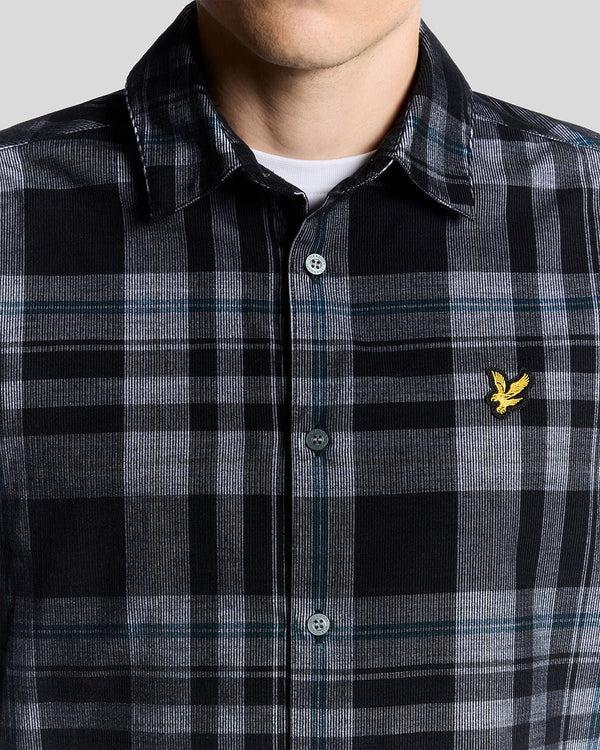 Lyle & Scott Tartan Check Corduroy Shirt Jet Black/ White