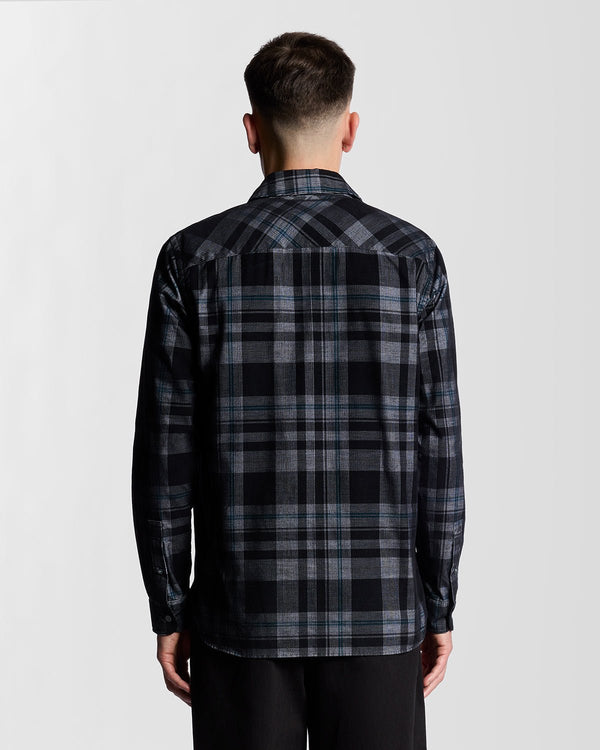 Lyle & Scott Tartan Check Corduroy Shirt Jet Black/ White