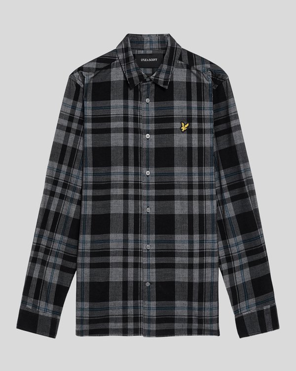 Lyle & Scott Tartan Check Corduroy Shirt Jet Black/ White