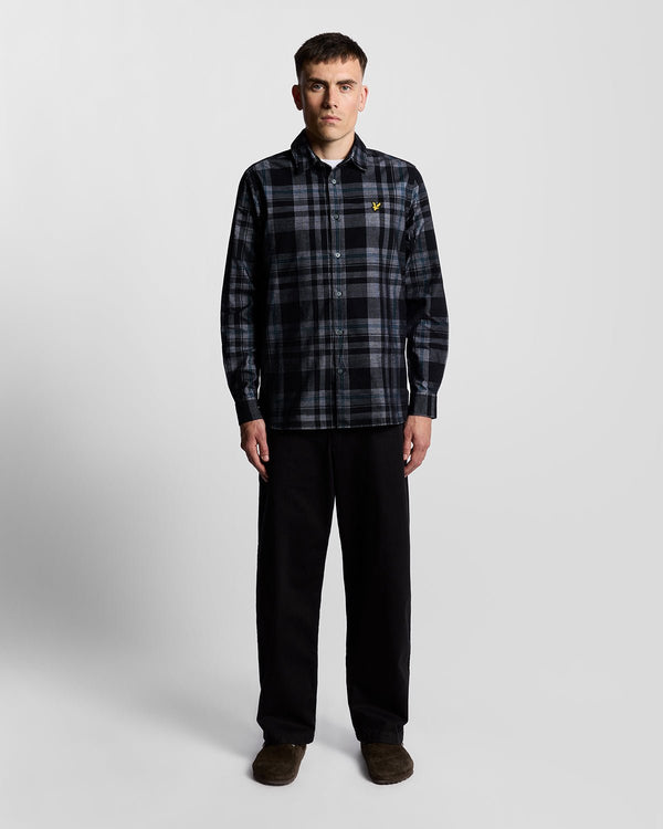 lyle & scott Tartan Check Corduroy Shirt Jet Black/ White