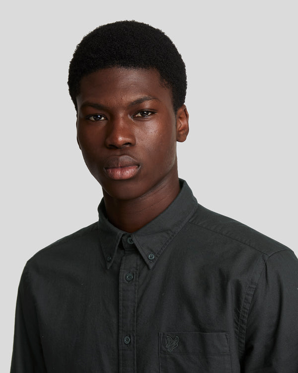Lyle & Scott Tonal Button Down Oxford Shirt Jet Black