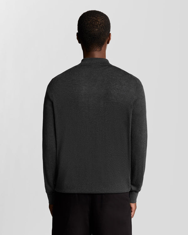 Lyle & Scott Wool Blend Cable Knit Shirt Charcoal Marl