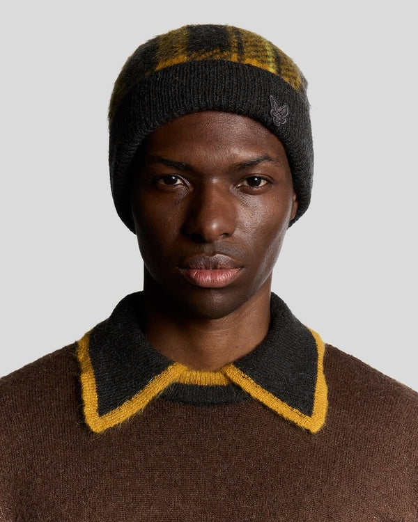 lyle & scott Wool Blend Tartan Beanie Anniversary Gold