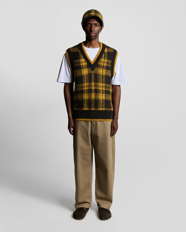 Lyle & Scott Wool Blend Tartan Tam Hat Anniversary Gold