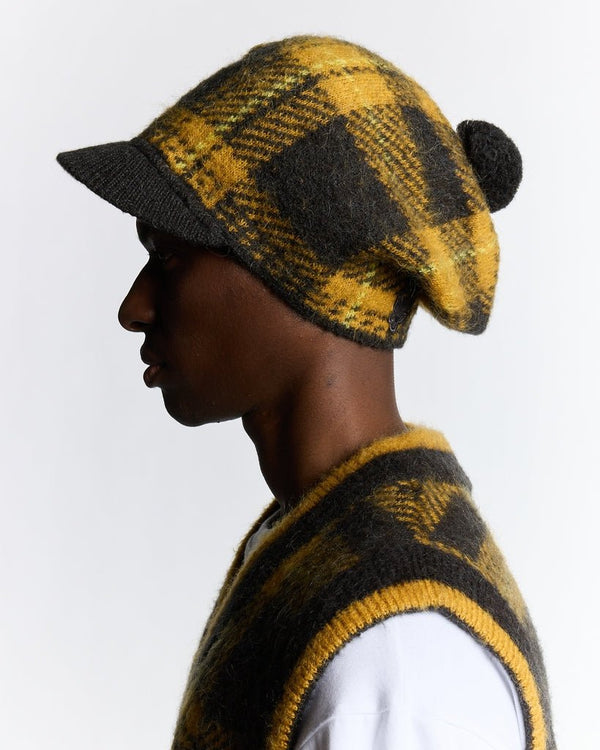 lyle & scott Wool Blend Tartan Tam Hat Anniversary Gold