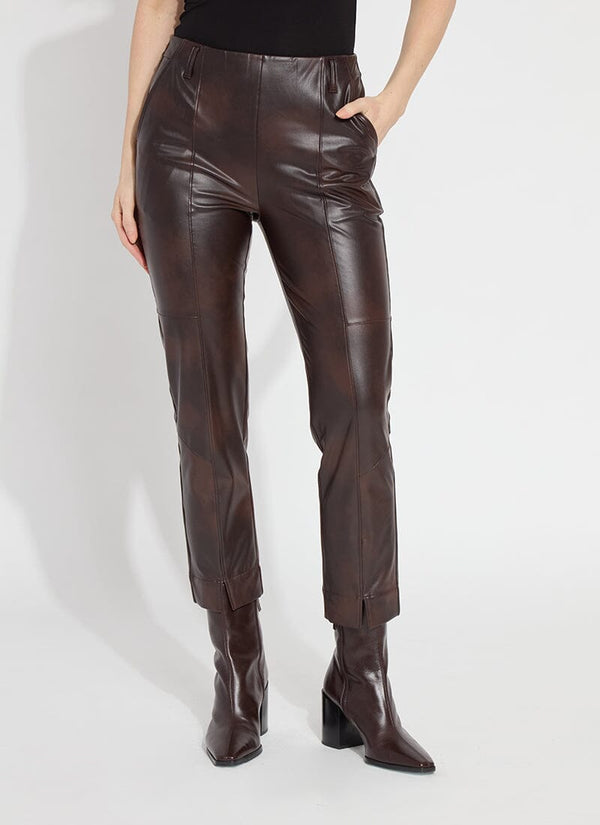 Lyssé Acro Vegan Leather Trouser (26" Inseam) Antique Brown