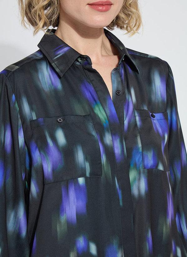 Lyssé Aitana Utility Pleated Detail Blouse Motion Blur Streak