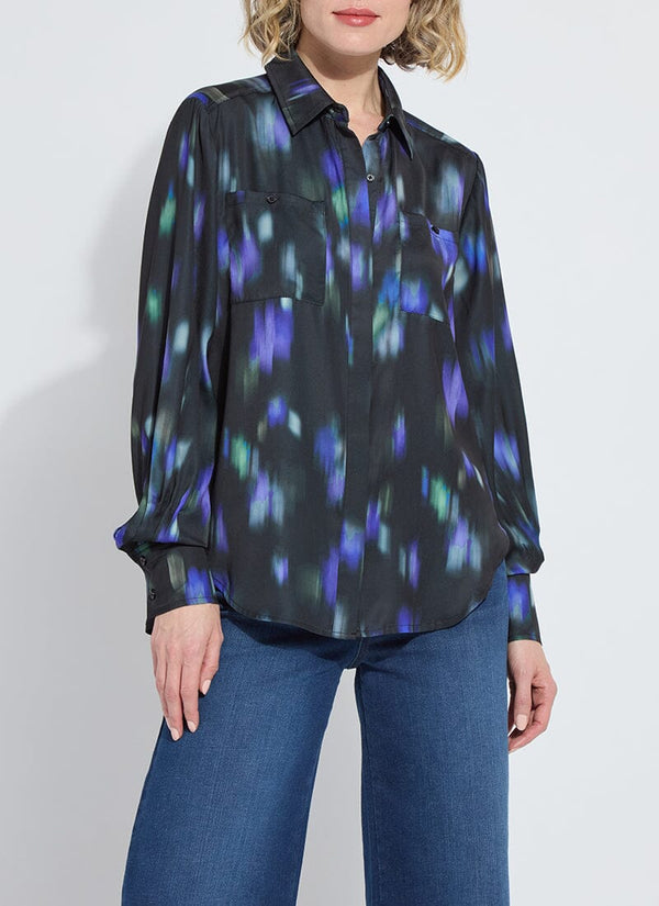 Lyssé Aitana Utility Pleated Detail Blouse Motion Blur Streak