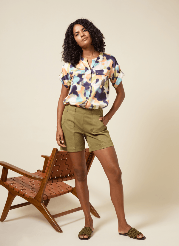 Lyssé Amira Denim Short (6" Inseam) Antique Wash Green