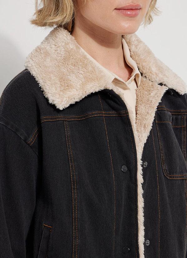 Lyssé Andi Denim Jacket W Sherpa Trim (Plus Size) Midtown Black