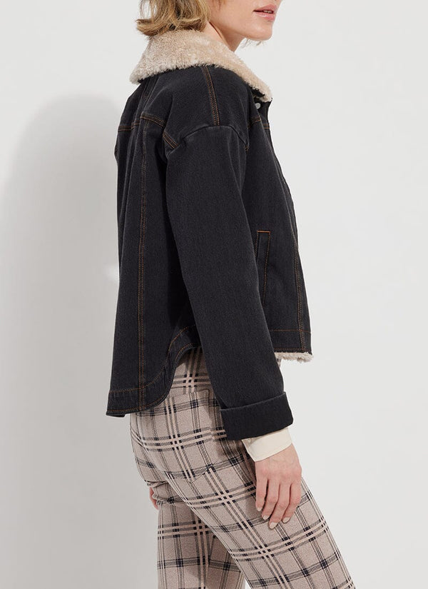Lyssé Andi Denim Jacket W Sherpa Trim (Plus Size) Midtown Black