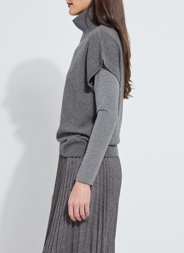 Lyssé Arden Oversized Washable 100% Cashmere Sweater Vest Derby Grey