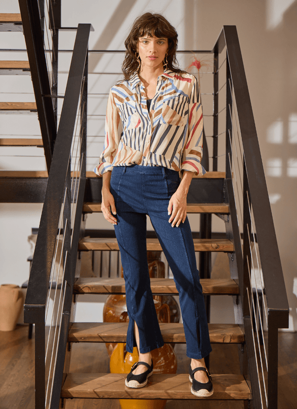 lyssé Britt Flare Split Ankle Denim (27" Inseam) Indigo