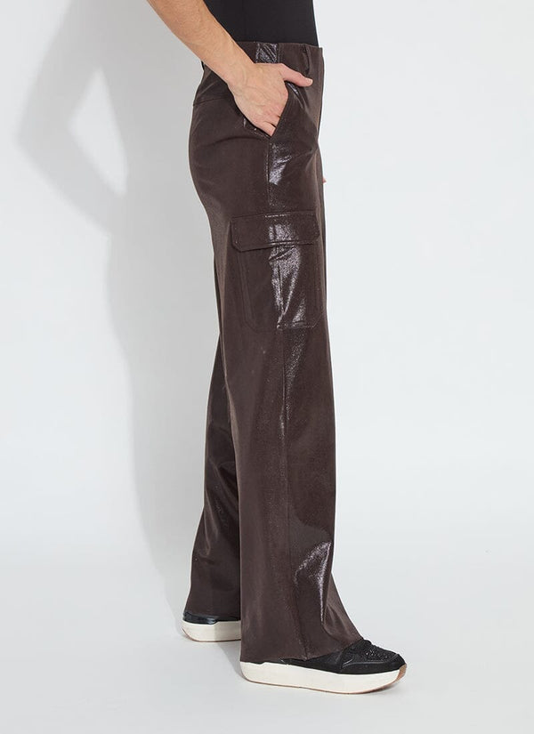 Lyssé Callie Patent Foil Vegan Suede Pant Curvy (32" Inseam) Liquid Mocha