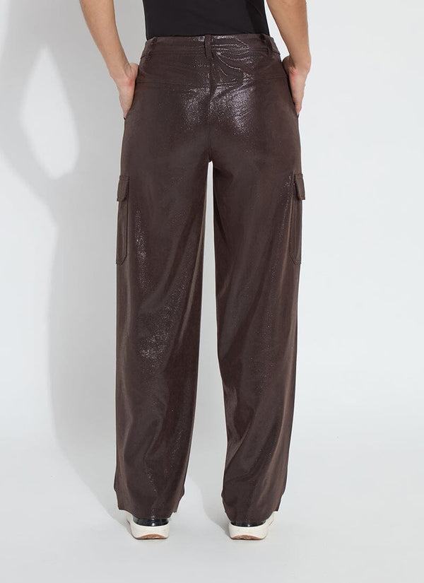 Lyssé Callie Patent Foil Vegan Suede Pant Curvy (32" Inseam) Liquid Mocha