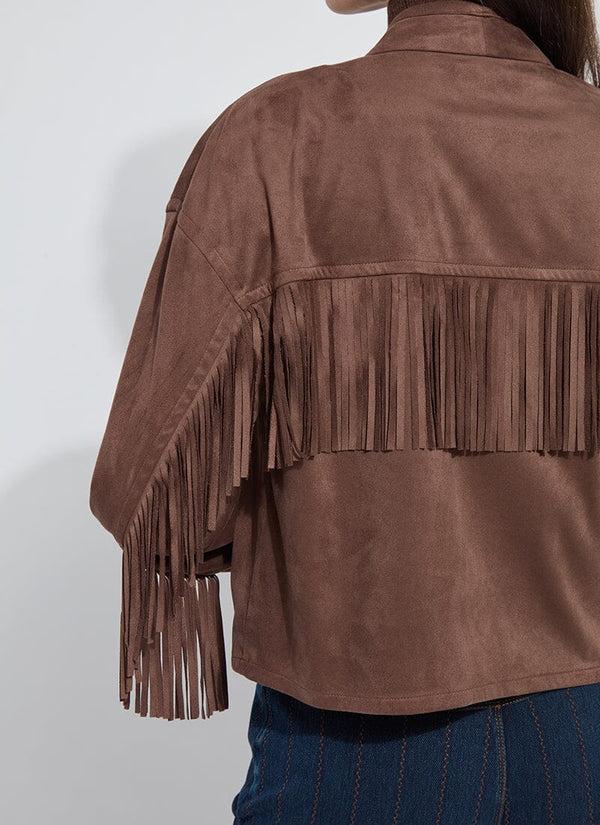Lyssé Candence Fringe Vegan Suede Jacket Polished Wood