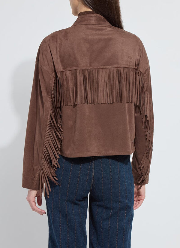 Lyssé Candence Fringe Vegan Suede Jacket Polished Wood