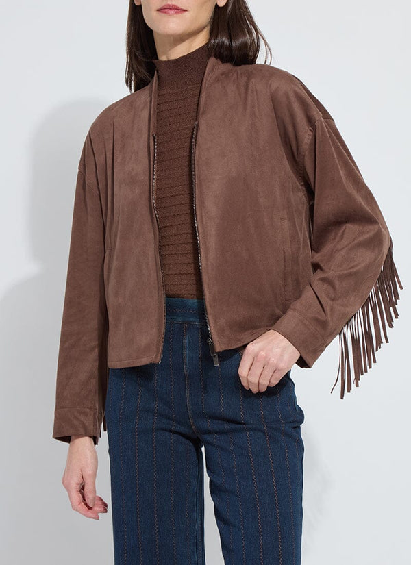 lyssé Candence Fringe Vegan Suede Jacket Polished Wood